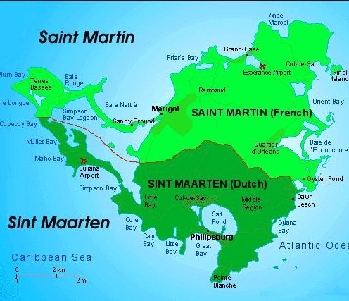 Map of St Maarten / St Martin