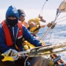 Fife 53 cutter-rigged sloop Solway Maid in a Mediterranian violent storm