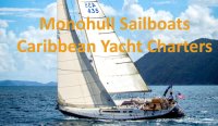 Monohull sailboat Charte Alize sailing away from Tortola Briish Virgin Islands2