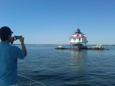 Schooner Woodwind Sails to Thomas aim Lighthouse, Chesapeake Bay