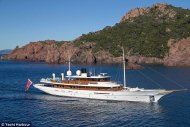 mcdougal associated with the iconic Harry Potter series just purchased the 165ft vessel in January, but has now place the boat straight back on the market for €17,800,000